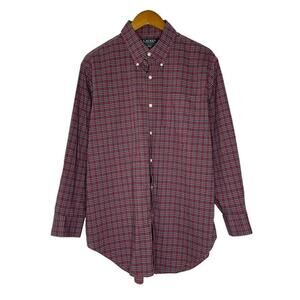 Ralph Lauren Red Green Plaid Classic Long Sleeve Shirt Size 17 32 Men’s